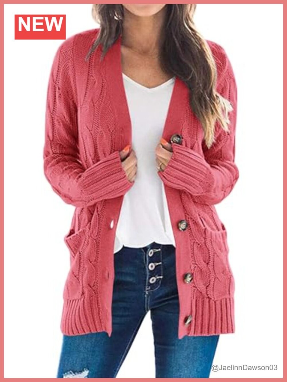 Chunky Cable Knit Button Down Cardigan Sweater